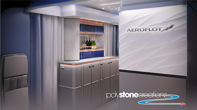 Classic aircraft galley countertop in flagship PolyStone composite