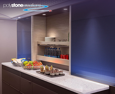 Classic aircraft galley countertop in flagship PolyStone composite