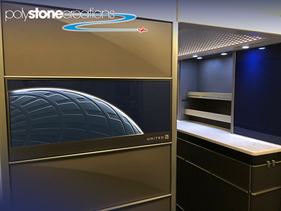 Classic aircraft galley countertop in flagship PolyStone composite